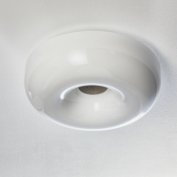 Foscarini Circus piccola sklenené stropné svietidlo, Ø 32 cm, Biela / opálová, Obývacia izba / jedáleň, Sklo, Dizajn, Závesné svietidlo