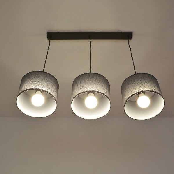 Luster na lanku ALBA 3xE27/15W/230V, sivý