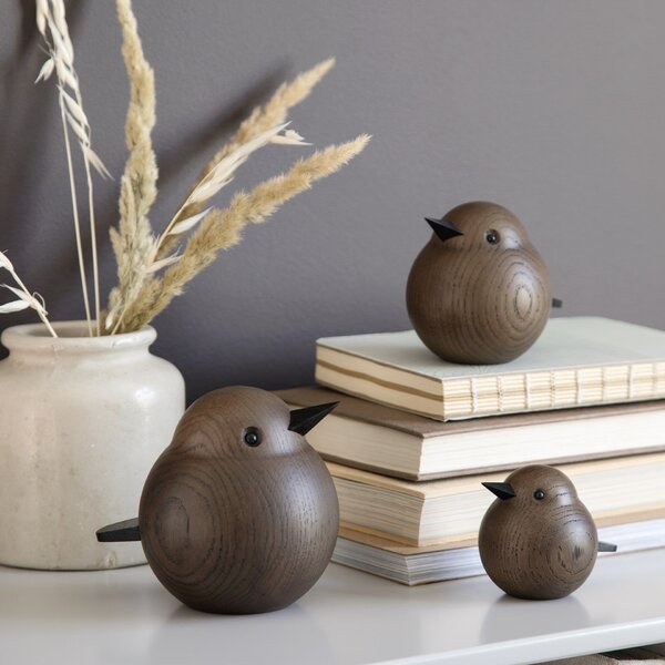 Drevený vtáčik Baby Sparrow Smoke Stained Oak