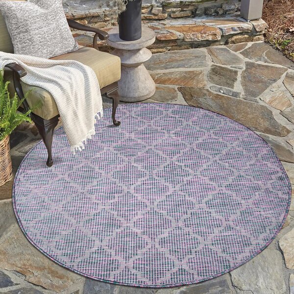 Šnúrkový okrúhly koberec PALM 3069 - ružovomodrý Priemer koberca: 120cm