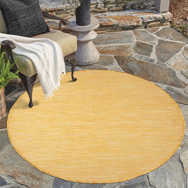Šnúrkový okrúhly koberec PALM 2778 - žltý Priemer koberca: 160cm
