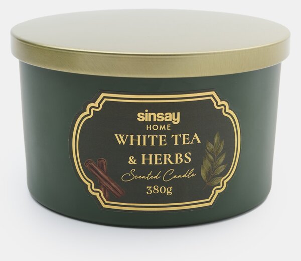 Sinsay - Vonná sviečka White Tea & Herbs - zelená