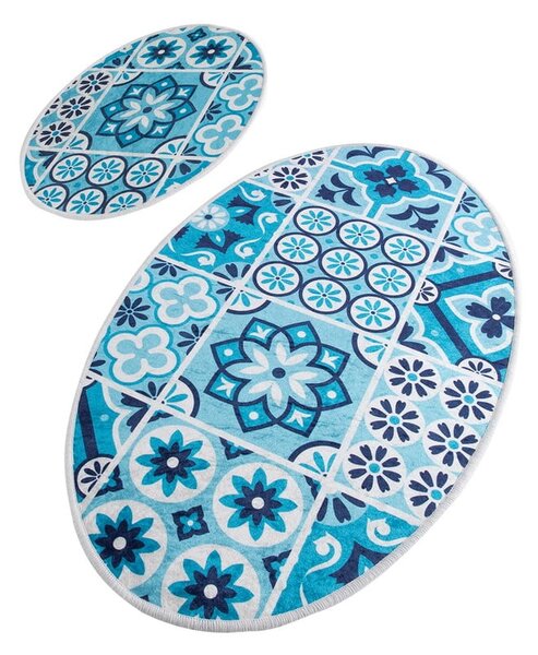Modré kúpeľňové predložky v súprave 2 ks 60x100 cm Ceramic – Foutastic