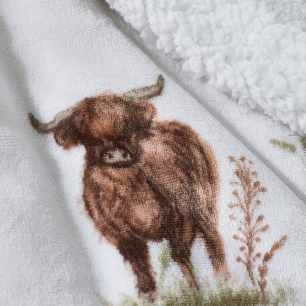 Hnedá/béžová deka z mikroplyšu 130x170 cm Angus Highland Cow – Catherine Lansfield