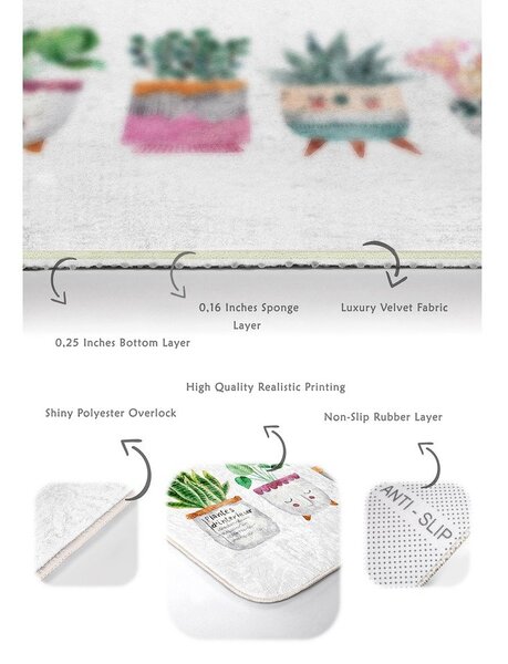 Biele zamatové kúpeľňové predložky v súprave 2 ks 60x100 cm Succulent – Mila Home