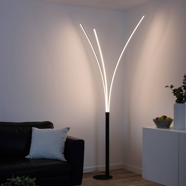Stojacia lampa LED Maja, trojsvetlá, čierna