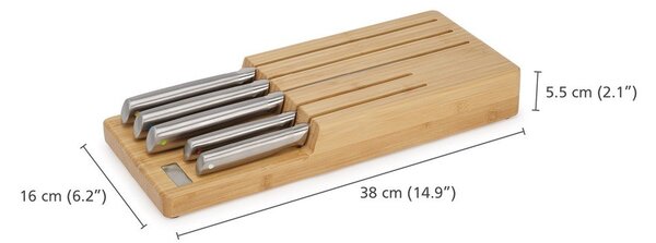 Súprava nožov so stojanom 5 ks z nehrdzavejúcej ocele Elevate Bamboo – Joseph Joseph