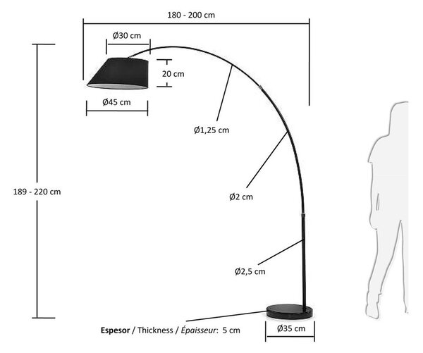 Čierna stojacia lampa s textilným tienidlom (výška 189 cm) May – Kave Home
