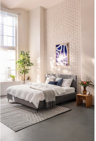 Sivá čalúnená dvojlôžková posteľ s roštom 160x200 cm Noira Slim – Selection