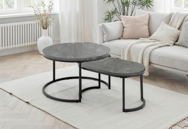 SADA KONFERENČNÝCH STOLÍKOV, antracitová, kov, kompozitné drevo, 70/42/70 cm MID.YOU - Stolíky do obývačky, Online Only