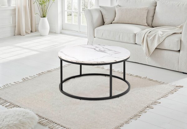 KONFERENČNÝ STOLÍK, čierna, biela, kov, kompozitné drevo, 80/80/40 cm MID.YOU - Stolíky do obývačky, Online Only