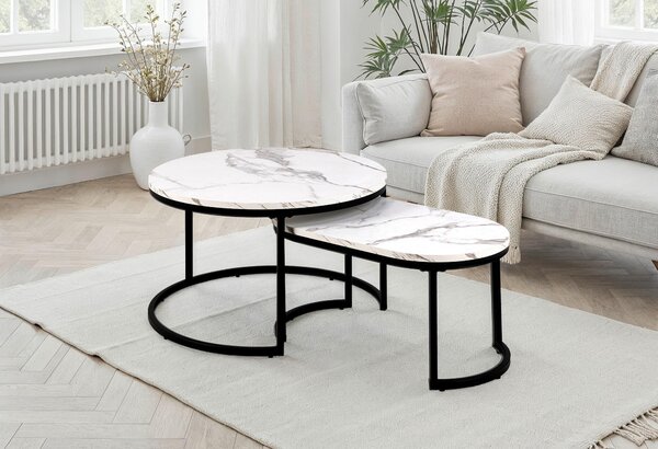 KONFERENČNÝ STOLÍK, čierna, biela, kov, kompozitné drevo, 70/42/70 cm MID.YOU - Stolíky do obývačky, Online Only