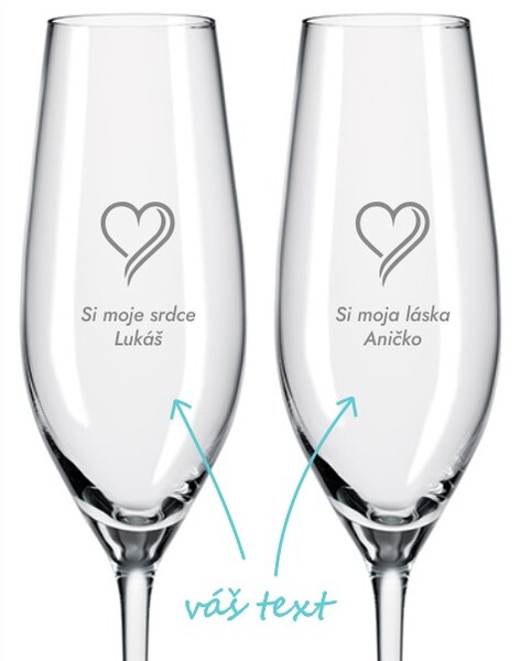 Svadobné poháre na sekt Láska 2 ks