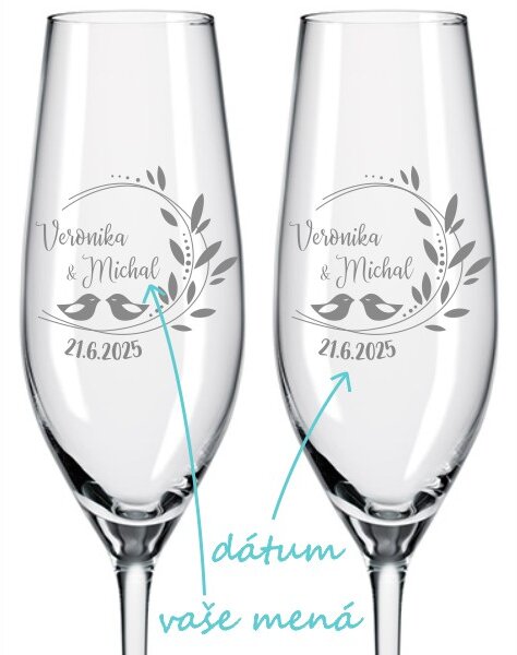 Svadobné poháre na sekt Romance 2 ks