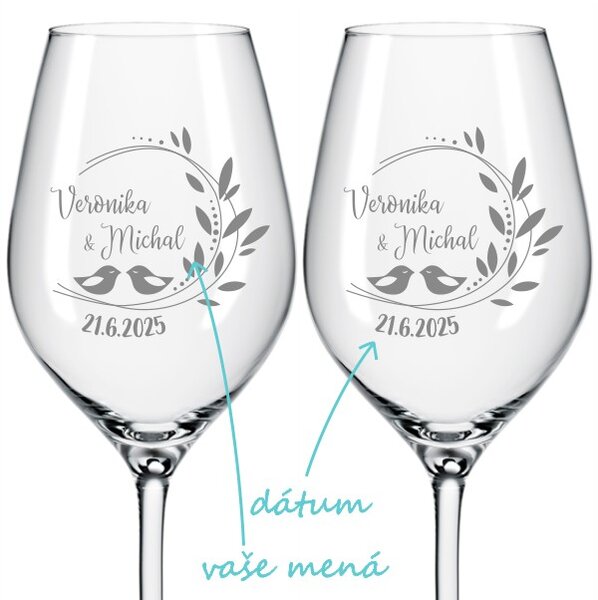 Svadobné poháre na víno Romance 2 ks