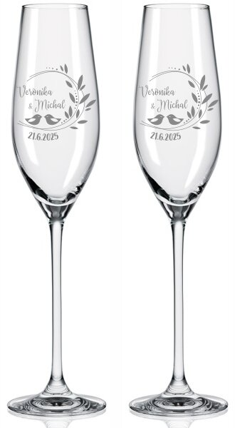 Svadobné poháre na sekt Romance 2 ks