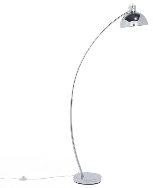 Stojacia lampa strieborná kovová 155 cm nastaviteľná s tienidlom industriálny dizajn