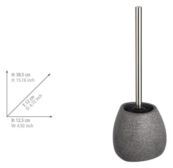 Šedý keramický toaletná kefa Wenko Pión, výška 38,5 cm