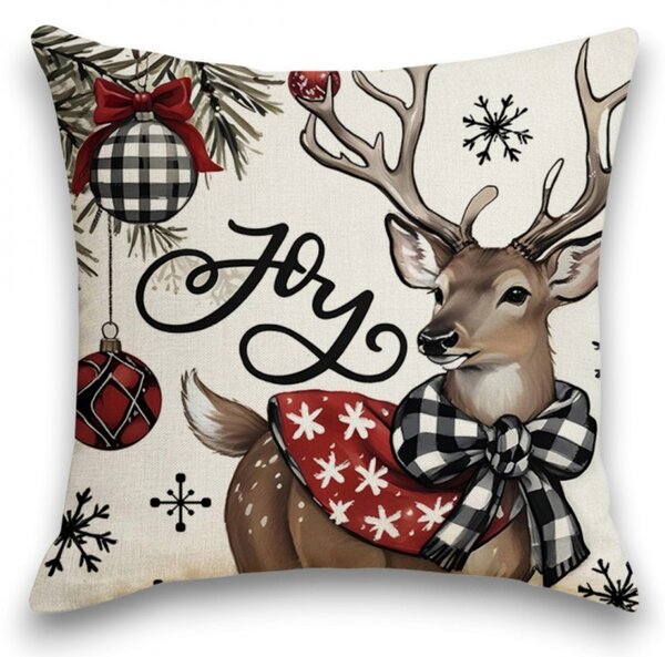 Vianočná obliečka na vankúš DEER WISH 45x45 cm, béžová