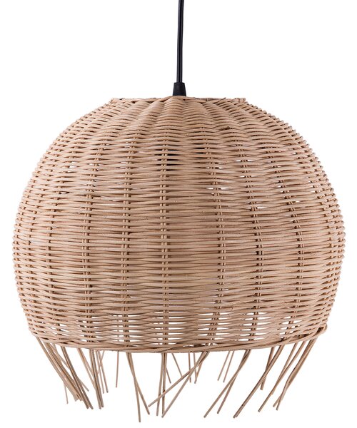 Závesná lampa prírodná béžová ratanová syntetický materiál kopulovitý tvar boho eklektický štýl obývačka spálňa