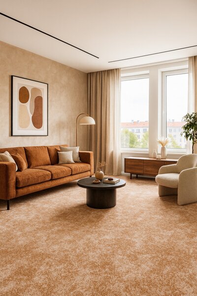 Condor Carpets , Metrážny koberec Serena 6632, na mieru, šíře 4m,5m, oranžová, filc, obývacia izba