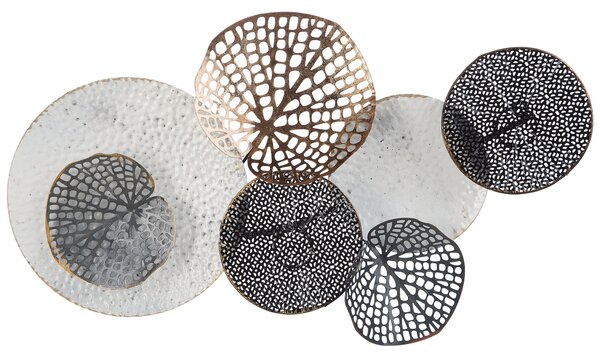 Nástenná dekorácia biela čierna medená kov metalický povrch nepravidelný tvar kruhy moderný glamour štýl doplnky