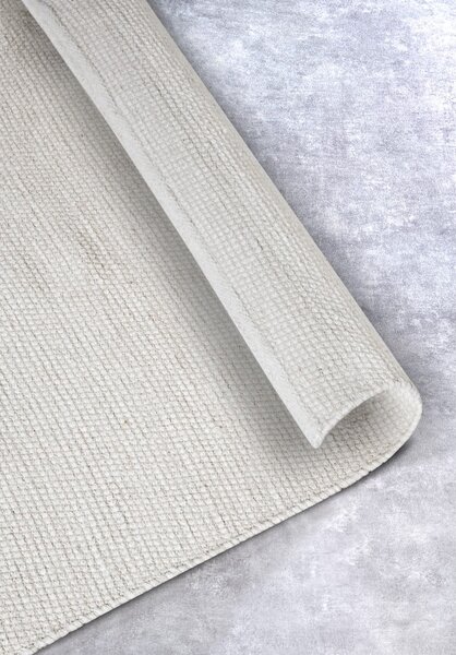 Krémovobiely ručne tkaný behúň s prímesou vlny 80x200 cm Pradesh Natural White – Elle Decoration
