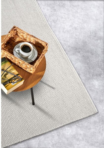 Krémovobiely ručne tkaný behúň s prímesou vlny 80x200 cm Pradesh Natural White – Elle Decoration