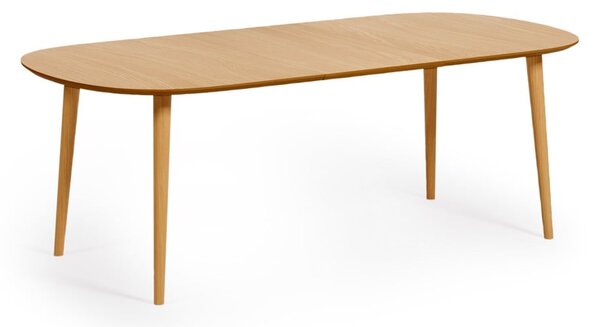 Okrúhly rozkladací jedálenský stôl v dekore duba v prírodnej farbe ø 160 cm Oqui – Kave Home