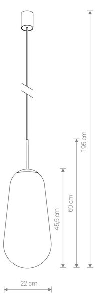 Závesná lampa Pear zo skla, mosadz/čierna, výška 45 cm