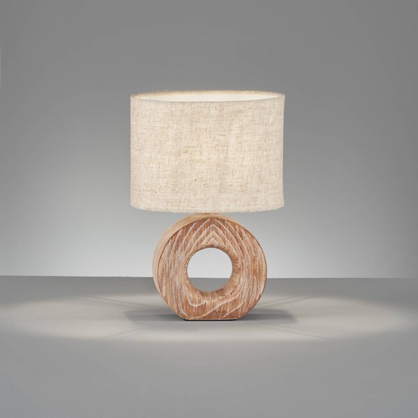 FISCHER & HONSEL Stolová lampa Hanke výška 31 cm, tienidlo piesková, Tmavé drevo, Spálňa, kov, Stojacie svietidlo