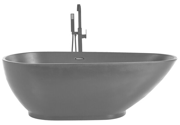 Voľne stojaca vaňa matná čierna sanitárny akrylát 173 x 82 cm pre jednu osobu oválny moderný dizajn