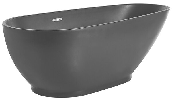 Voľne stojaca vaňa matná čierna sanitárny akrylát 173 x 82 cm pre jednu osobu oválny moderný dizajn
