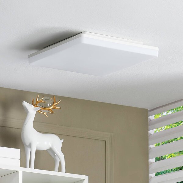 Prios Artin stropné LED svetlo, hranaté, 28 cm, Biela / opálová, Kúpeľňa, Plast, Moderný, Stropné svetlo