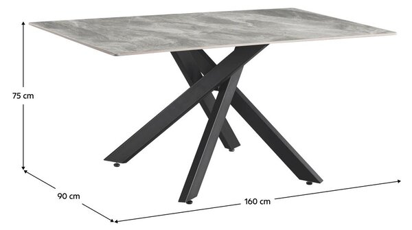 NovýNábytok.sk Jedálenský stôl 160 cm Zendos (svetlosivá + čierna) (pre 6 osôb). Vlastná spoľahlivá doprava až k Vám domov. 1101140