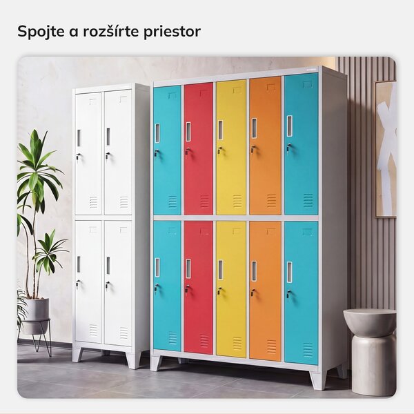 Skriňa BOZP odevná 10-dverová sivo-viacfarebná: BARTEK 1360 x 1720 x 450 mm