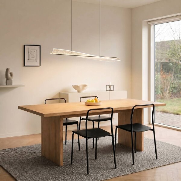 Lucande LED závesné svietidlo Vellia, čierne, dĺžka 112 cm,, Čierna, Obývacia izba / jedáleň, kov, Moderný