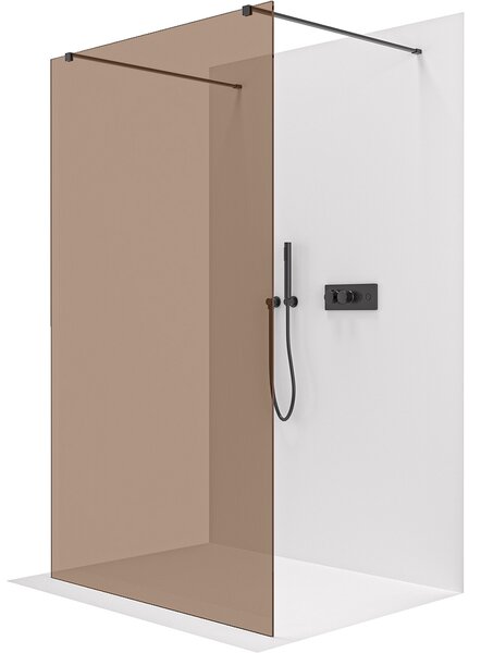 CERANO - Sprchová zástena Walk-in Onyx Duo Ľ/P - 8 mm - hranatá vzpera - čierna matná, bronzové sklo - 50x200 cm