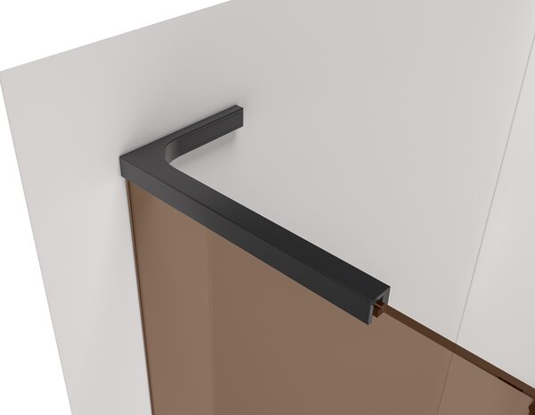 CERANO - Sprchová zástena Walk-in Onyx L-ľavá vzpera - 8 mm + polička / držiak na uteráky - čierna matná, bronzové sklo - 50x200 cm