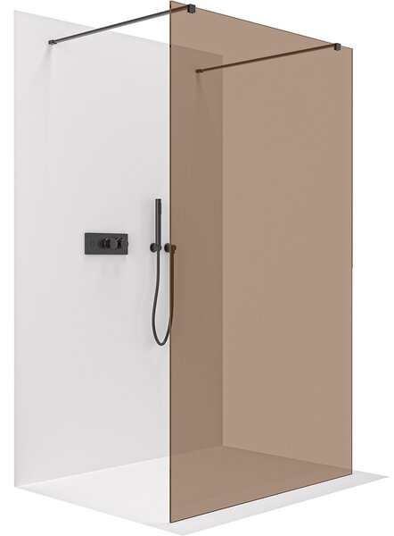 CERANO - Sprchová zástena Walk-in Onyx Duo Ľ/P - 8 mm - hranatá vzpera - čierna matná, bronzové sklo - 50x200 cm