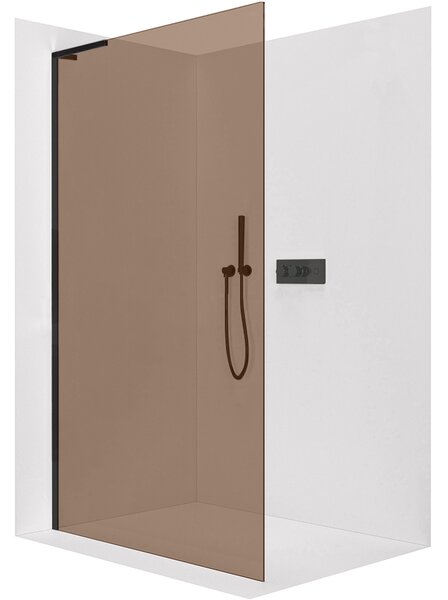 CERANO - Sprchová zástena Walk-in Onyx L-ľavá vzpera - 8 mm - čierna matná, bronzové sklo - 50x200 cm