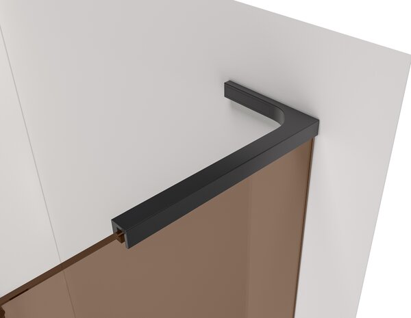 CERANO - Sprchová zástena Walk-in Onyx L-pravá vzpera - 8 mm + polička / držiak na uteráky - čierna matná, bronzové sklo - 50x200 cm