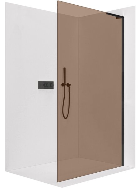CERANO - Sprchová zástena Walk-in Onyx L-pravá vzpera - 8 mm - čierna matná, bronzové sklo - 50x200 cm