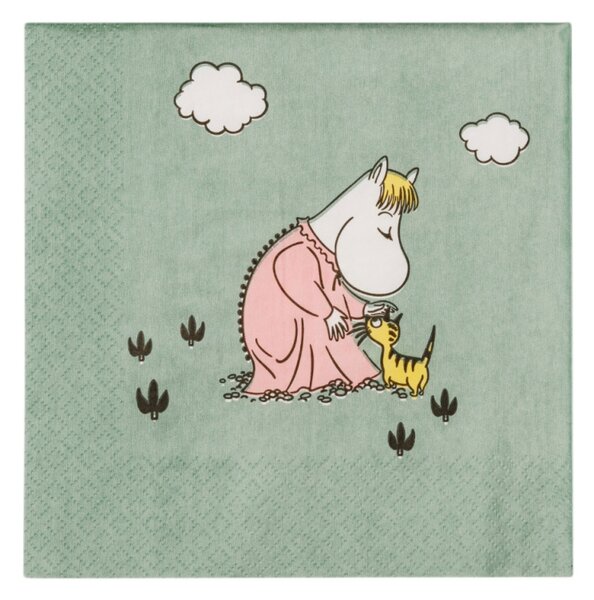 Arabia Servítky Moomin Loving Care 33x33cm, 20ks / zelené