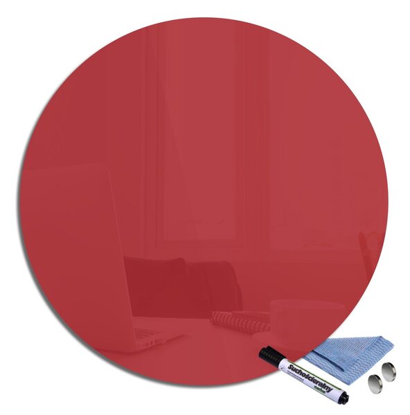 Magnetická sklenená tabuľa pr.60cm - rudá