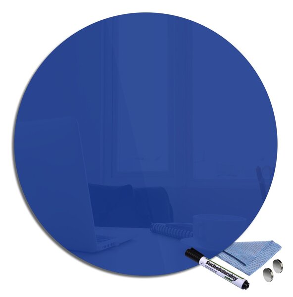 Magnetická sklenená tabuľa pr.60cm - modrá