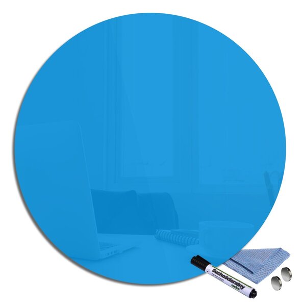 Magnetická sklenená tabuľa pr.70cm - pomněnková modrá
