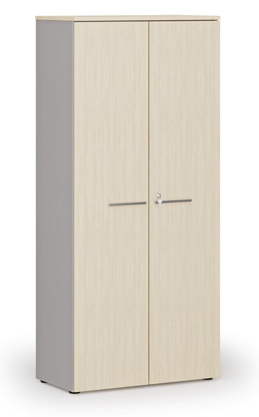 Kancelárska skriňa s dverami PRIMO GRAY, 800 x 420 x 1781 mm, sivá/breza