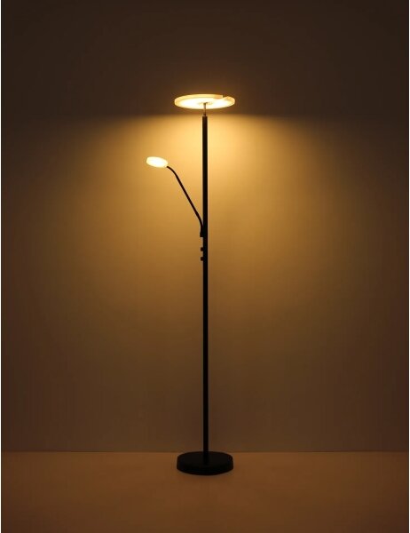 Globo 59093S - Stmievateľná LED podlahová lampa STANFORD 28W/230V + 5W 3000K čierna