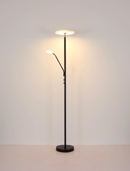 Globo 59093S - Stmievateľná LED podlahová lampa STANFORD 28W/230V + 5W 3000K čierna